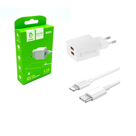 ADAPTADOR DE CARREGADOR DENMEN DC02L DUAS PORTAS USB 2.4A BRANCO